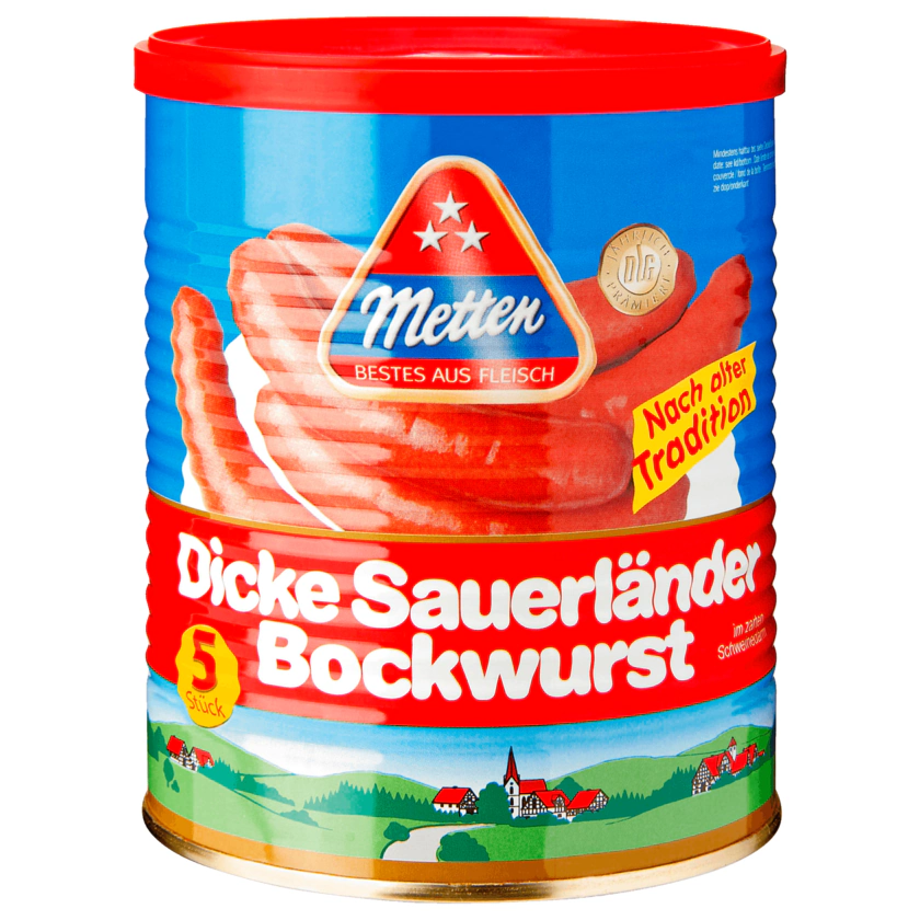 Metten Dicke Sauerländer Bockwurst 500g, 5 Stück
