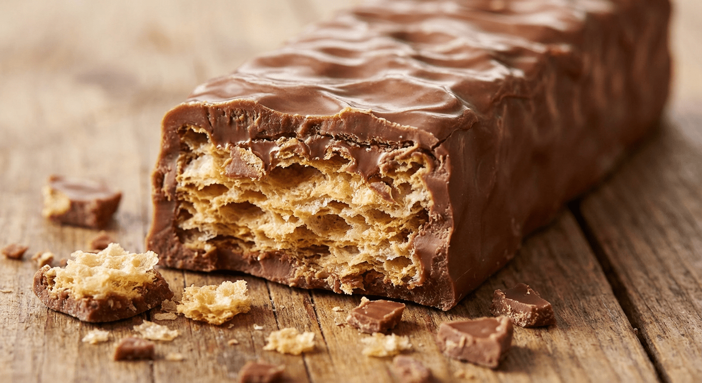 Knusprige Waffel, umhüllt von Schokolade